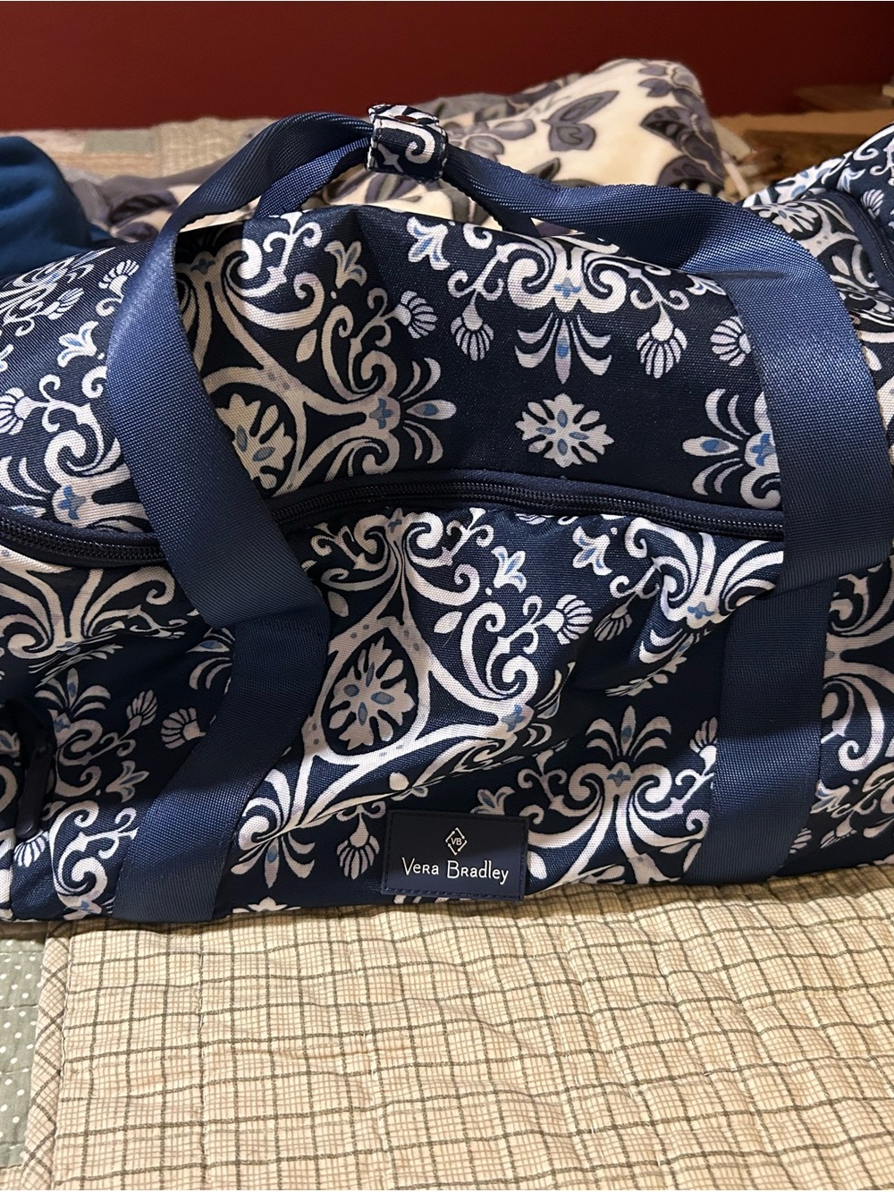 Vera Bradley Navy and White Patterned Travel Duffel Bag